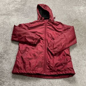 Totes Jacket Mens Medium Red Full Zip Hooded hoodie Soft Lined Pockets Adult
